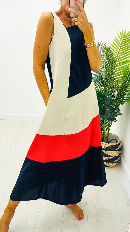 cocktail dress with embroidery-4-A1718 Mitica Colourblock Smock dress