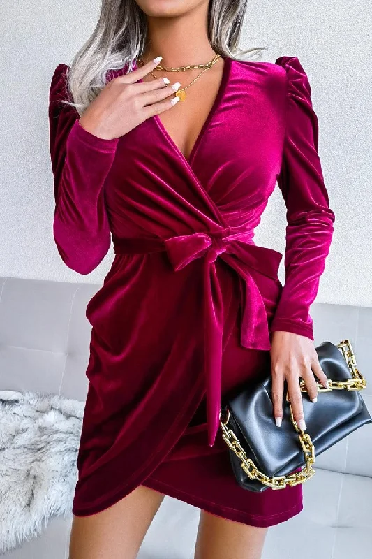 cocktail dress with cape-WOMEN SEXY VELVET WRAP PARTY DRESS