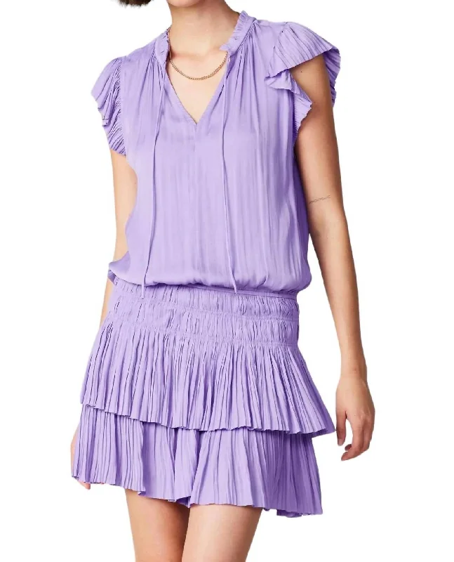 A-line mini dress-Zoey Pleated Mini Dress In Lavender