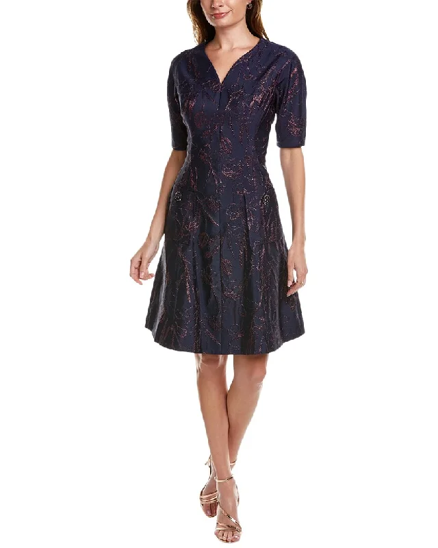 cocktail dress with sweetheart bodice-Teri Jon by Rickie Freeman Jacquard Cocktail Dress