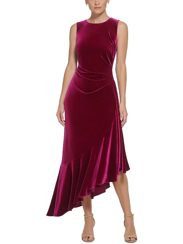 long sleeve cocktail dress-Womens Velvet Long Cocktail and Party Dress