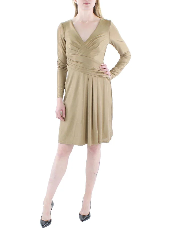 draped cocktail dress-Womens Shimmer Party Cocktail and Party Dress