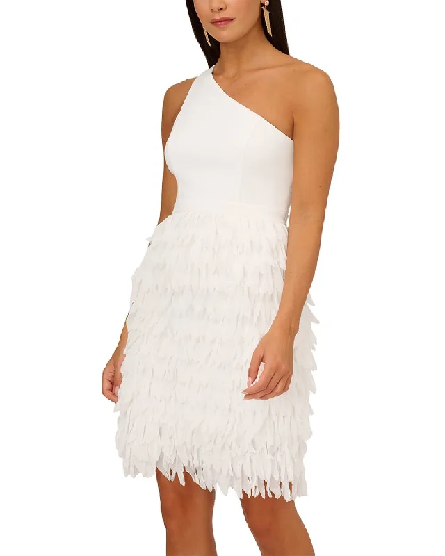 elegant cocktail dress-Aidan Mattox Chiffon Feather Cocktail Dress