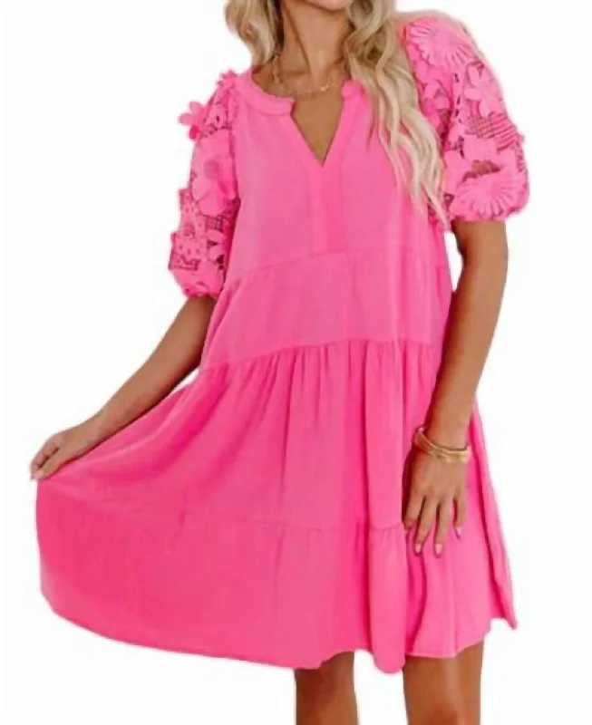 festival mini dress-Babydoll Mini Dress In Bubblegum Pink