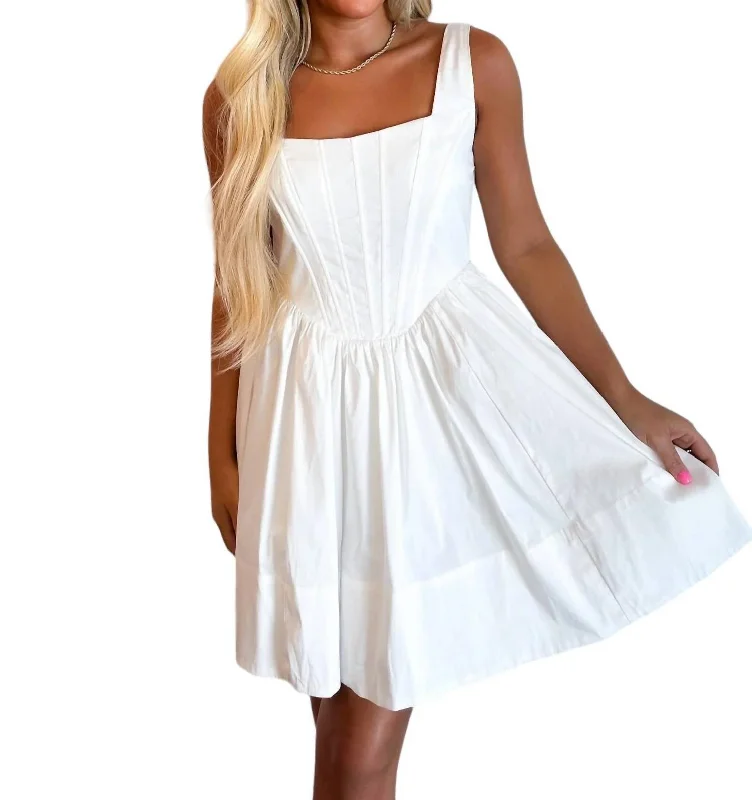 cotton mini dress-Corset Mini Dress In White