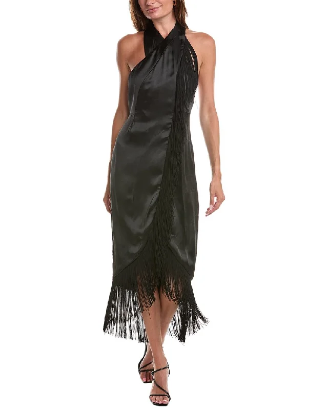 cocktail dress with illusion back-BCBGMAXAZRIA Fringe Cocktail Dress