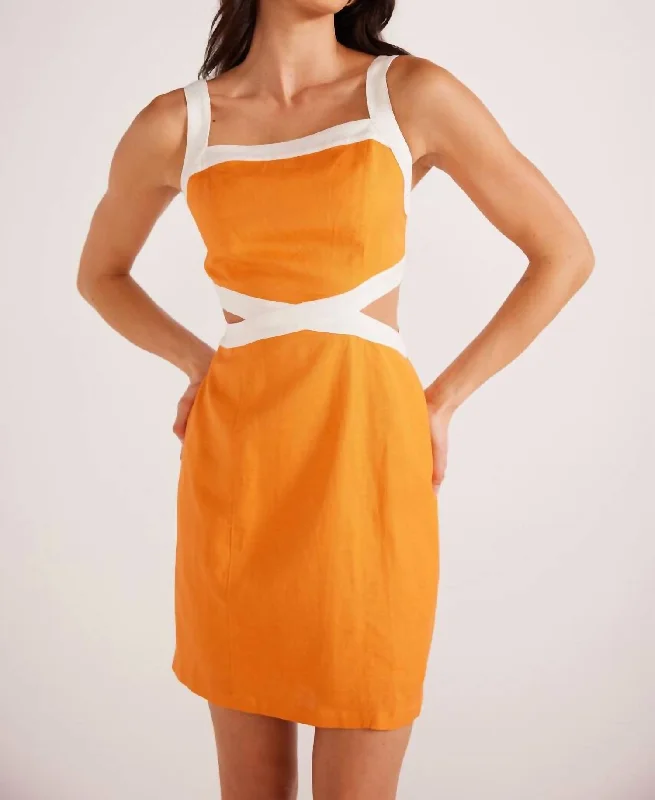 elegant mini dress-Jacques Contrast Mini Dress In Orange