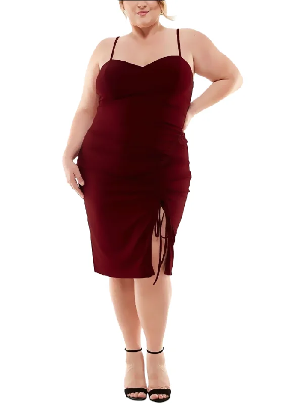 sleeveless cocktail dress-18W - city studio burgundy ruched party dress