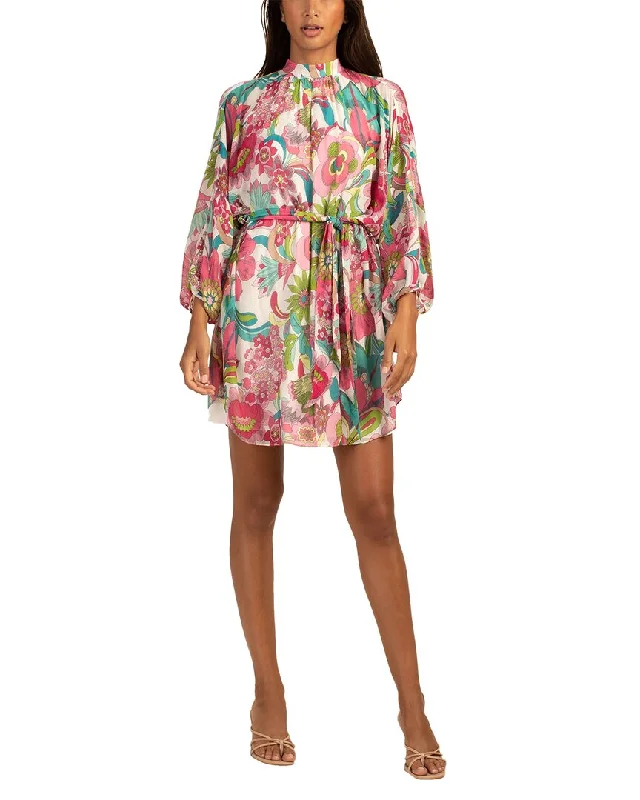 paisley mini dress-Trina Turk Art Silk-Blend Mini Dress