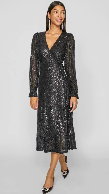 lace cocktail dress-4-A1159 (SIZE 10 ONLY) Vimaia Black Sequin Wrap Dress