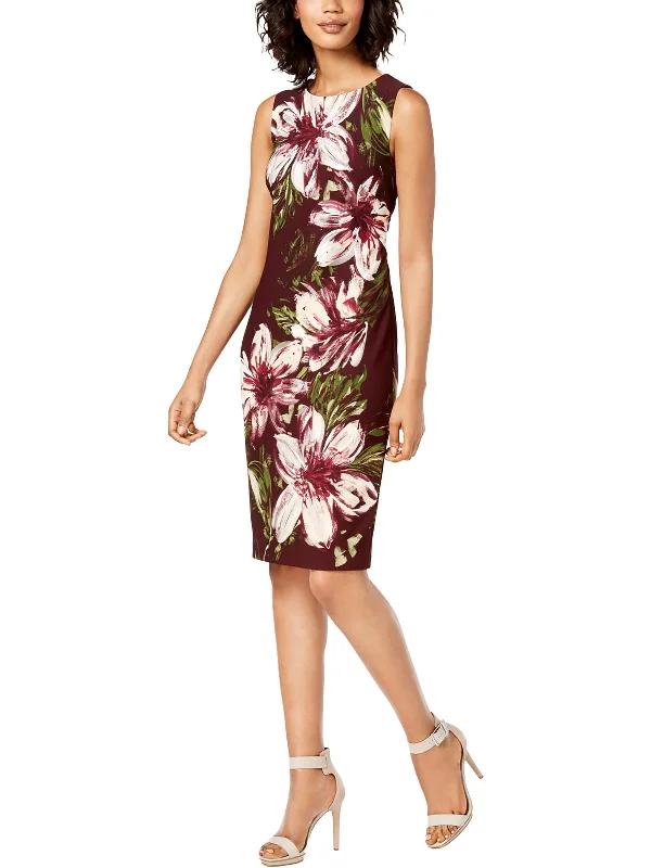 chic mini dress-Womens Floral Mini Sheath Dress