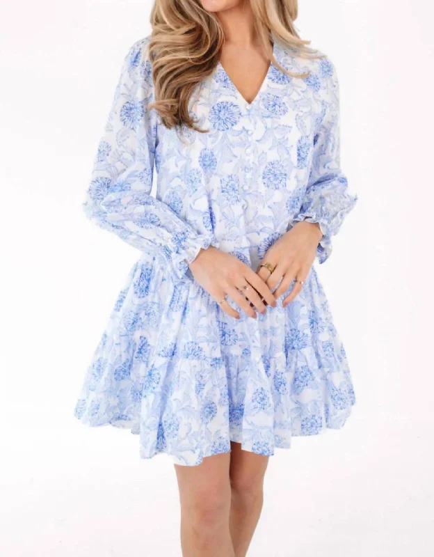 edgy mini dress-Palmer Mini Dress In White/blue