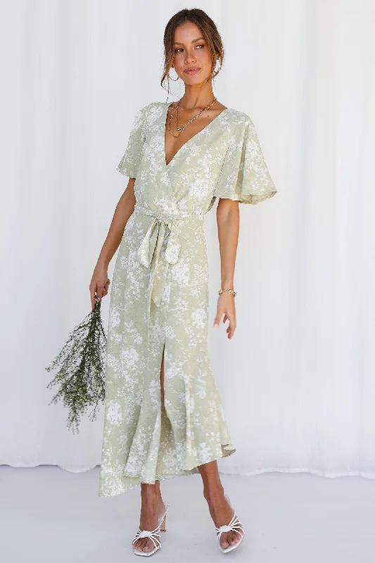 floral smocked maxi dress-Kiyah Maxi Dress - Pistachio