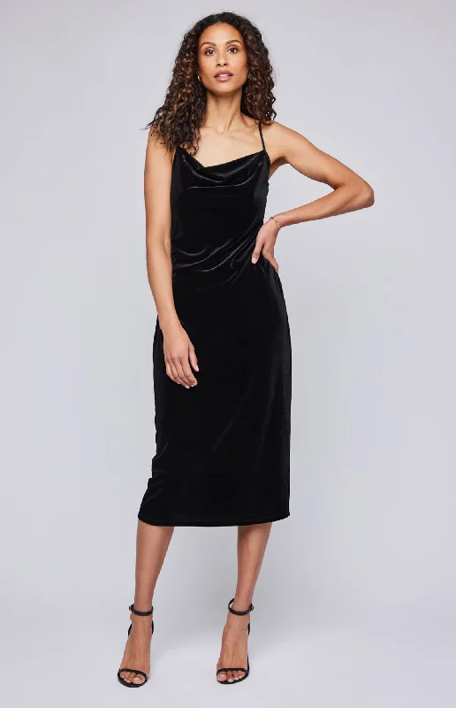 chiffon pleated midi dress-Jolene Velvet Midi Dress