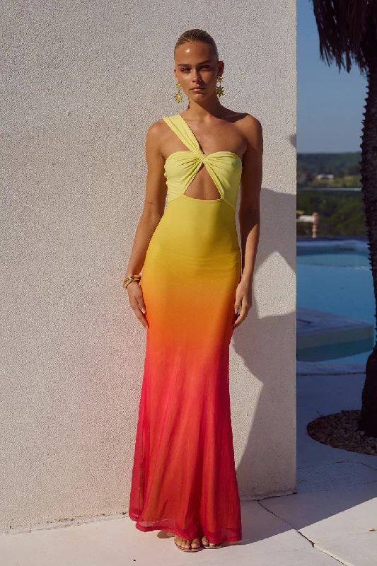 maxi dress with cap sleeves-KYREE MAXI DRESS - MIMOSA OMBRE