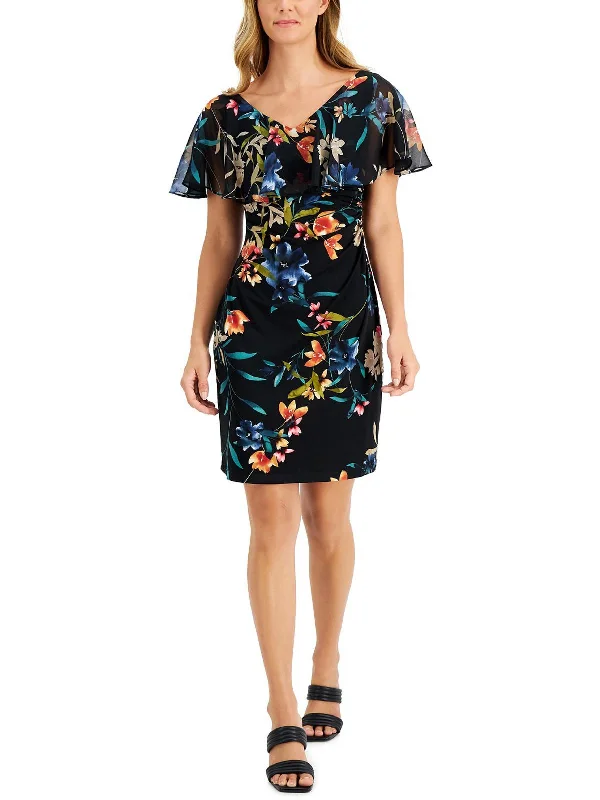 tropical mini dress-Petites   Womens Floral Mini Cocktail and Party Dress