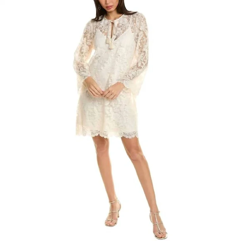 street style mini dress-Harper Recycled Lace Mini Dress In Ivory