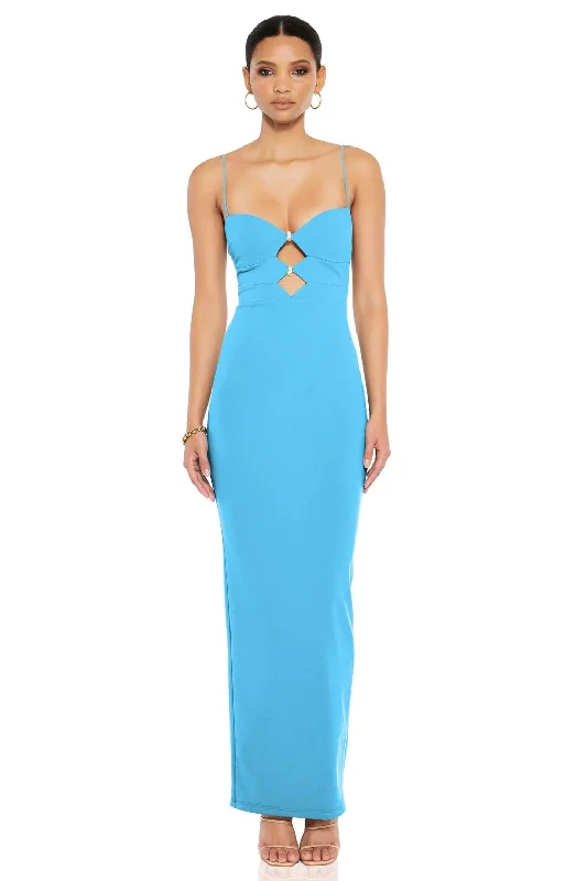 sleeveless wrap maxi dress-Nookie Muse Maxi Dress - Blue