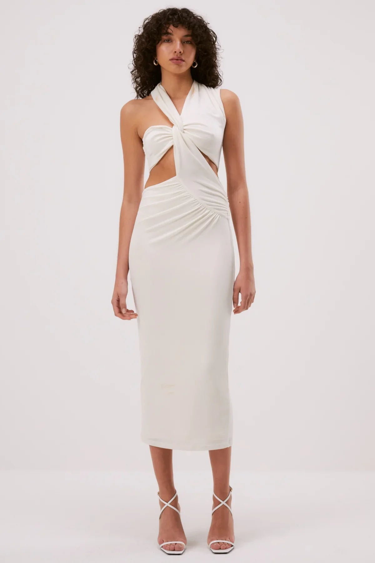 sleeveless striped midi dress-Misha Graciela Slinky Jersey Midi Dress - Ivory