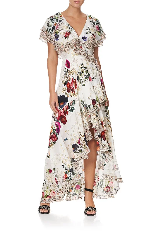 sleeveless floral maxi dress-FRILL SLEEVE LONG DRESS FAIRY GODMOTHER