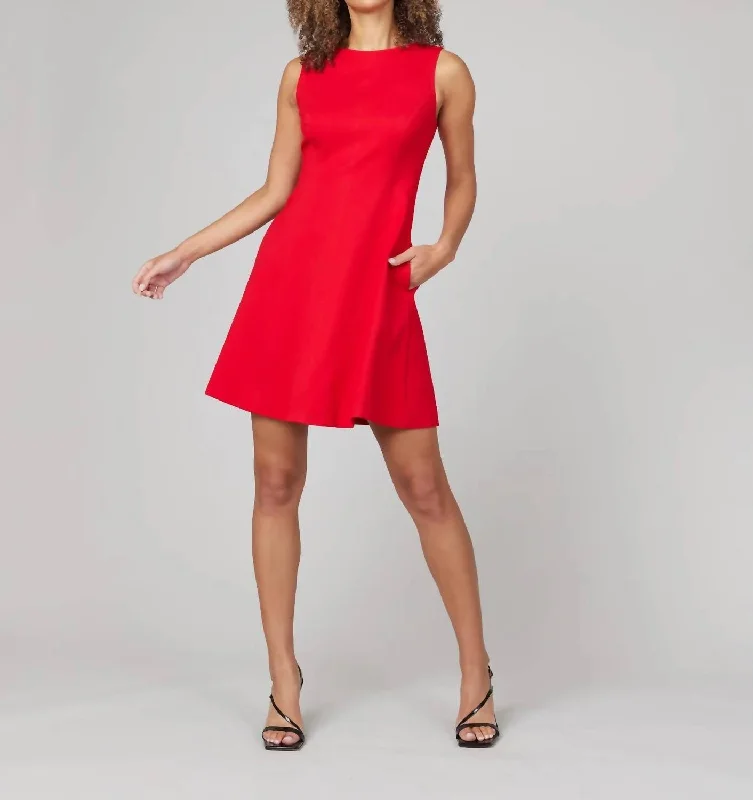 casual mini dress-The Perfect Flare Dress In Red