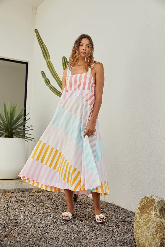 bohemian print maxi dress-Susie Maxi Dress - Multi Stripe