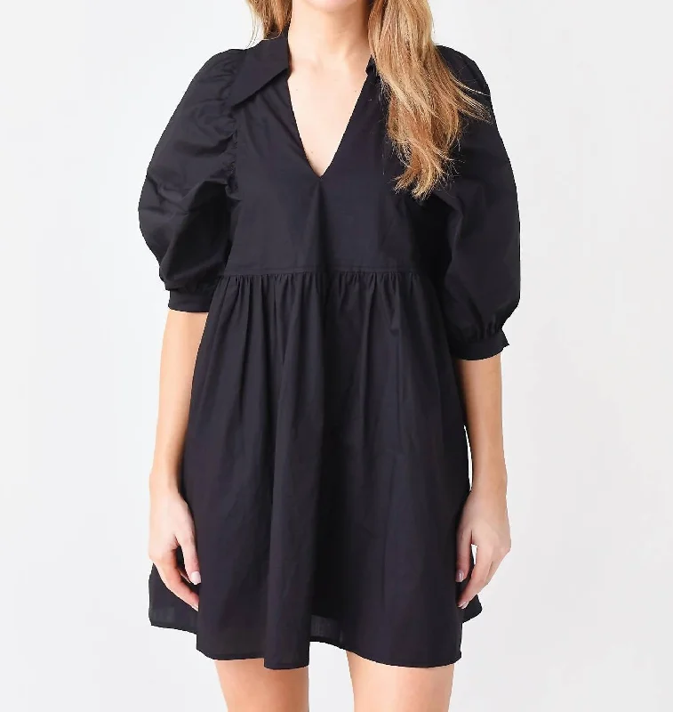 high neck mini dress-Noah Mini Dress In Black