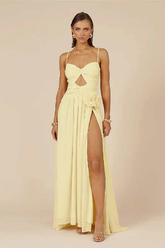 layered tulle maxi dress-DANIKA MAXI DRESS - LEMON