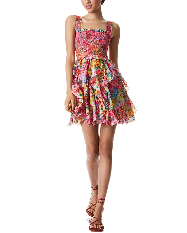 vintage mini dress-alice + olivia Jocelyn Silk-Blend Mini Dress