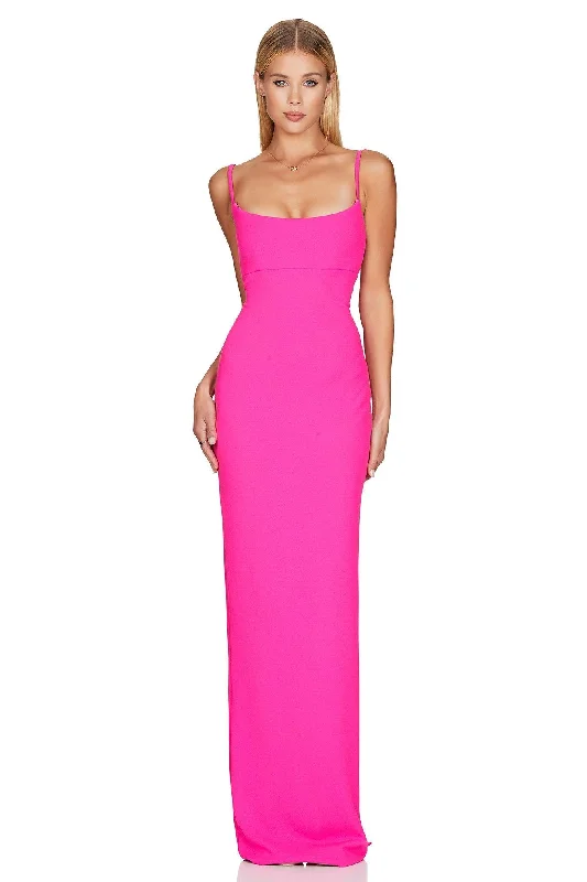 smocked waist maxi dress-Nookie Bailey Maxi Dress - Neon Pink