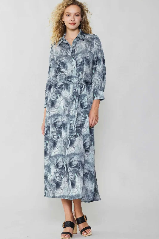 floral peplum midi dress-Swirl My Way Button Midi Dress