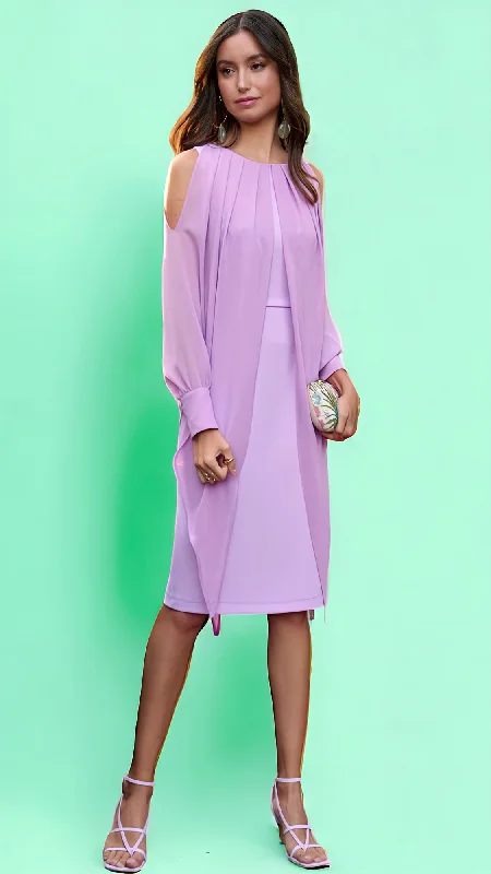 cocktail dress with off shoulder neckline-4-A1512 Akoya Lilac Overlay Dress