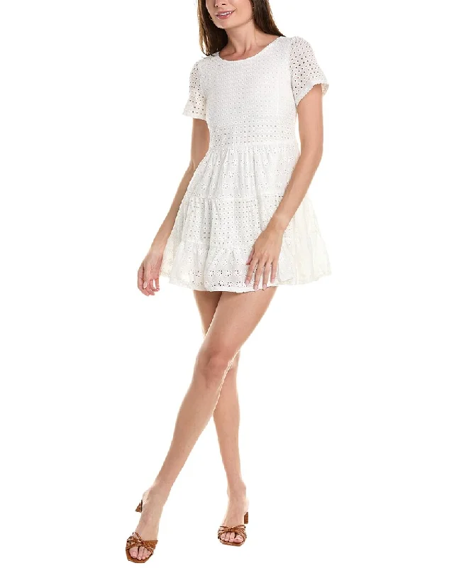 knit mini dress-Lucca Eyelet Mini Dress