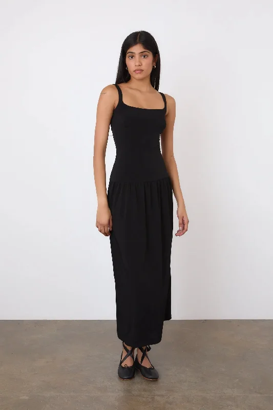 elegant off shoulder maxi dress-The Kara Maxi Dress, Black