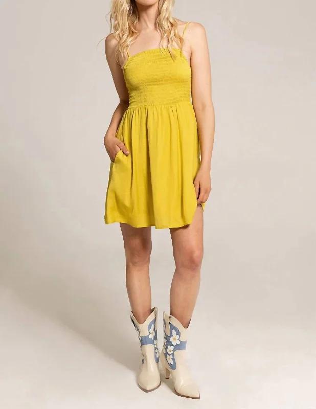 evening mini dress-Ada Mini Tank Dress In Yellow