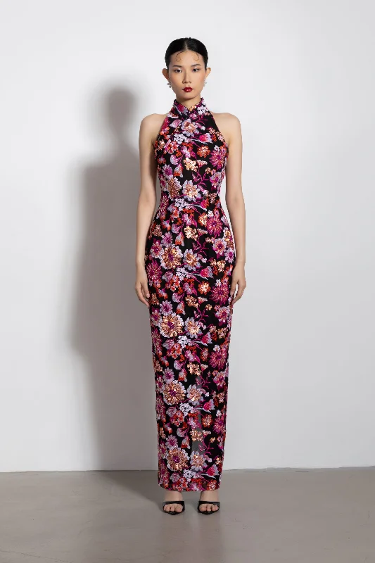 floral long sleeve maxi dress-Hwa Maxi Dress