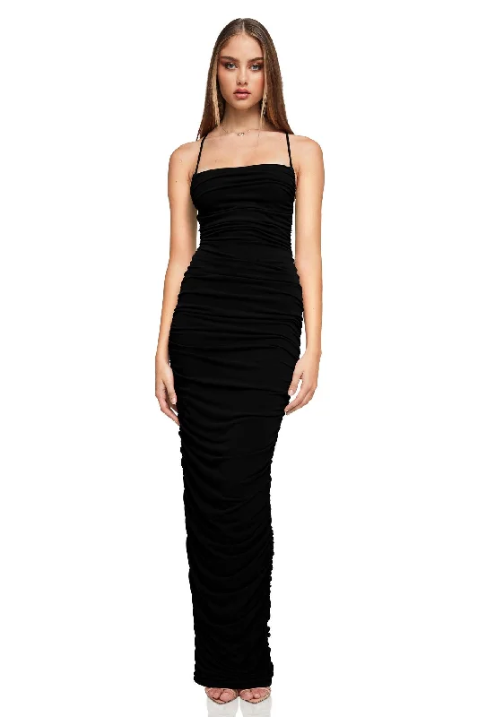 maxi dress with flounce hem-Nookie Flirt Maxi Dress - Black