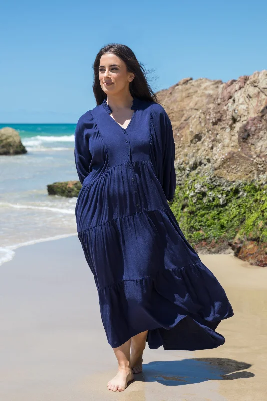 cowl neck maxi dress-Harvest Maxi Dress | Navy | FINAL SALE