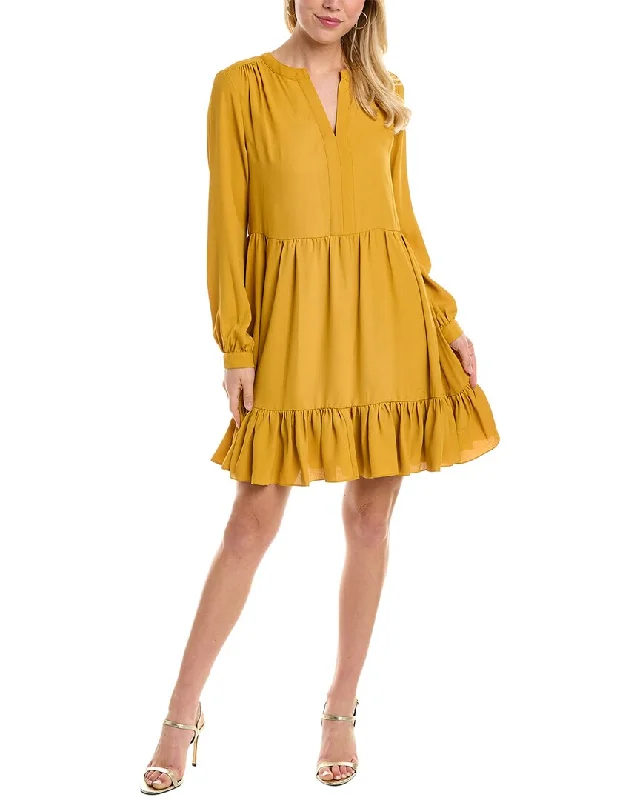 sexy mini dress-Vince Camuto Split Neck Mini Dress