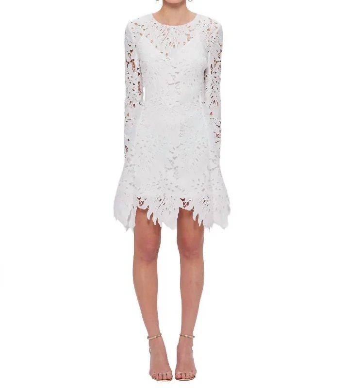 festival mini dress-Selena Lace Mini Dress In Snow