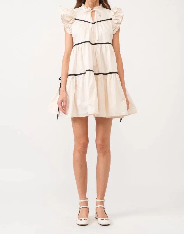 wrap mini dress-Lena Sleeveless Mini Dress In Cream