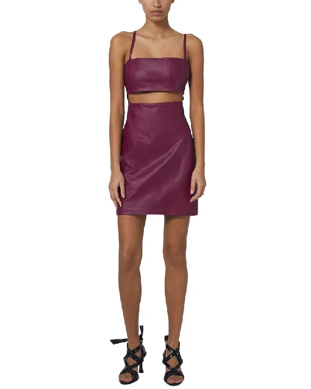 vacation mini dress-IRO Tabata Leather Mini Dress