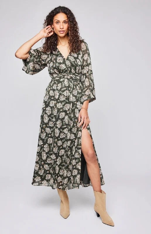 off-shoulder lace midi dress-Fabienne Floral Midi Dress