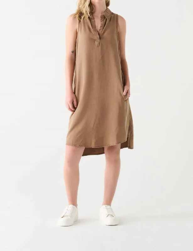 glitter mini dress-Tencel Mini Dress In Mocha