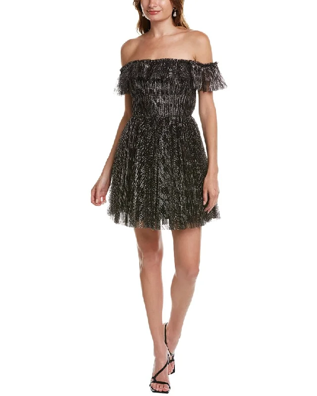 vintage cocktail dress-ML Monique Lhuillier Off-The-Shoulder Cocktail Dress