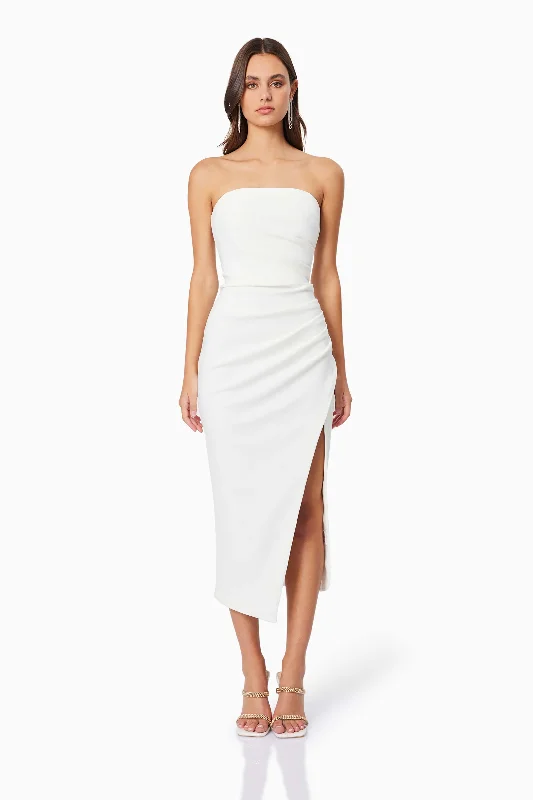 casual fit midi dress-Charlotte Midi Dress - White