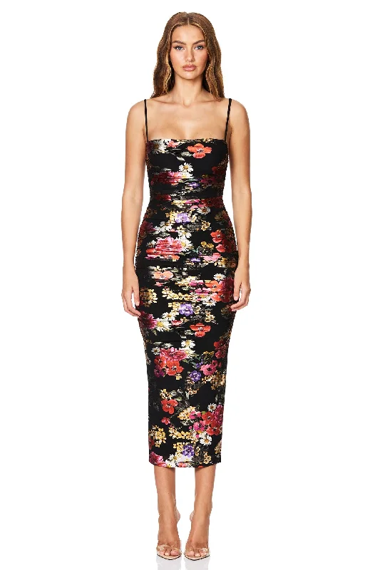 elegant off-shoulder midi dress-Nookie Electric Floral Midi Dress - Floral