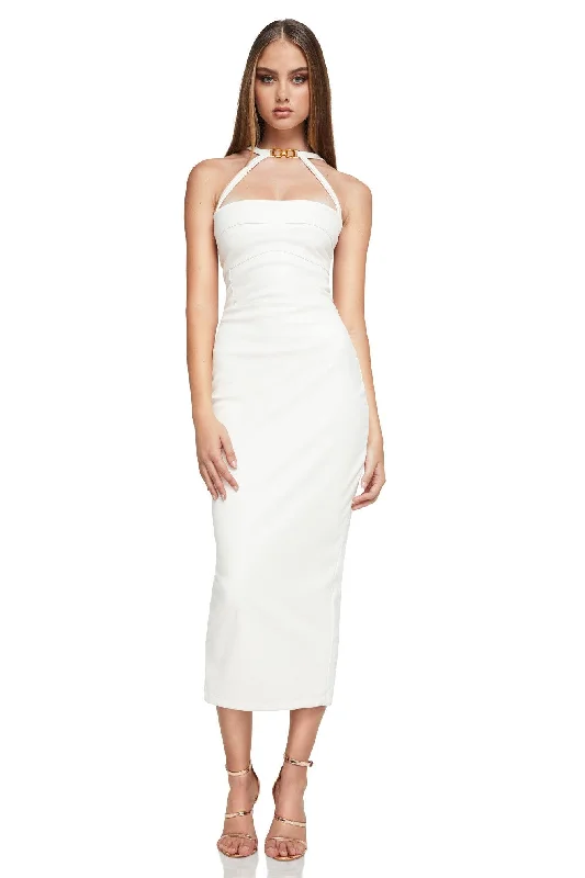 wrap-around midi dress-Nookie Drama Midi Dress - White