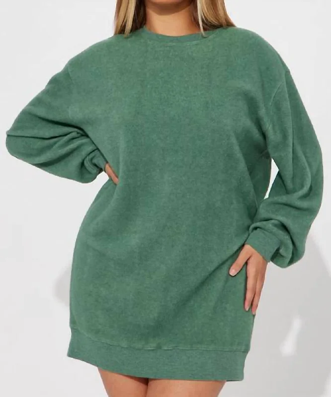 homecoming mini dress-Sweatshirt Mini Dress In Grey Green