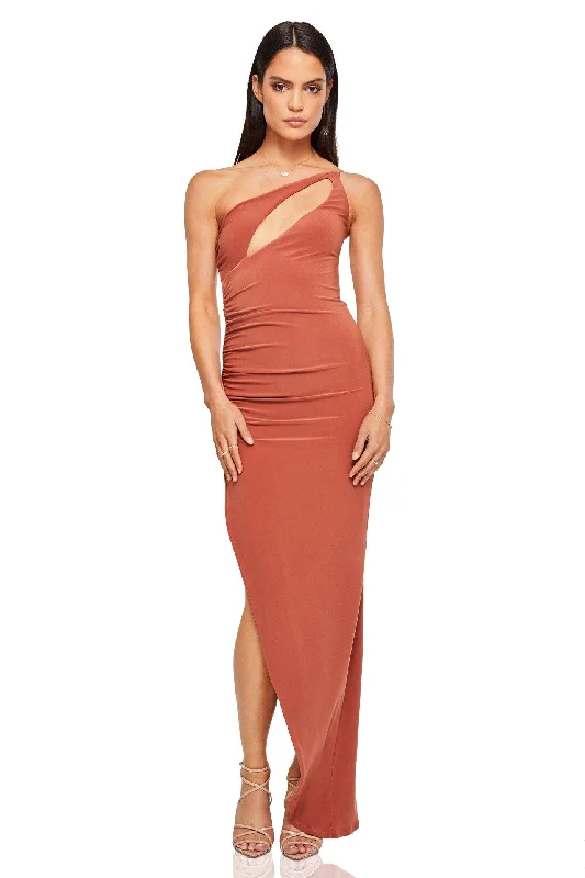 maxi dress with trumpet sleeves-Nookie Envy Maxi Dress - Rust